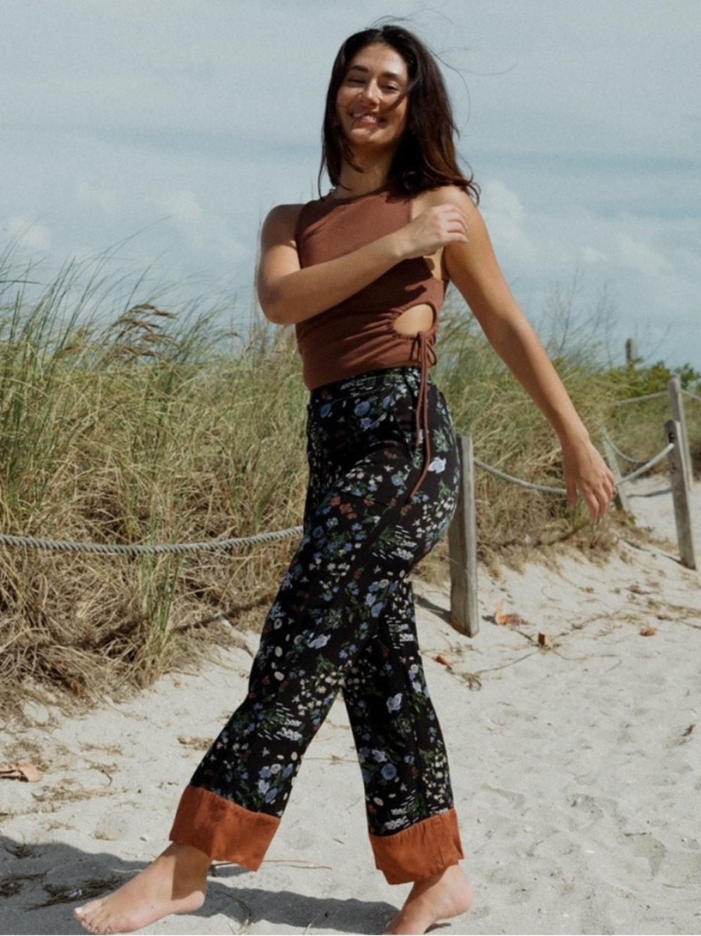Aritzia Wilfred Floral Print Wide Leg Pants Sz M
